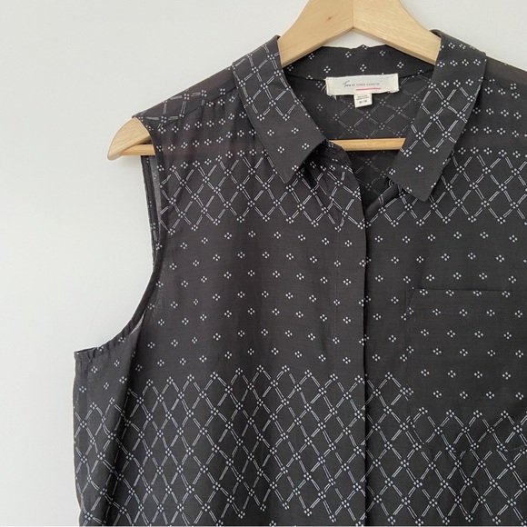 TWO BY VINCE CAMUTO GREY SLEEVELESS BUTTON DOWN COTTON/TENCEL TOP/BLOUSE, MED - Picture 3 of 13